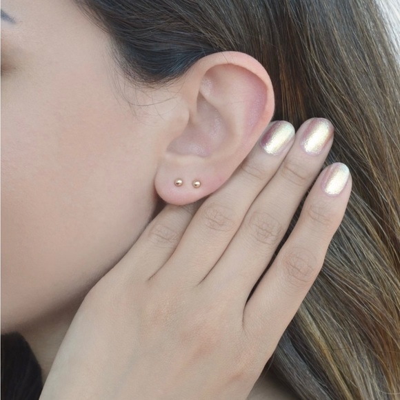 Stud Bead Ball 3mm Earrings 18k Gold Plated Luxury Jewelry - Picture 4 of 10